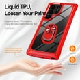 thumbnail image 3 of Allytech Clear Case for Samsung Galaxy S23 Ultra, Slim Case with Metal Ring Kickstand, Armor Lens Protection Shockproof Anti-Fingerprint Soft TPU Frame + Hard PC Back Protective Case - Red, 3 of 7