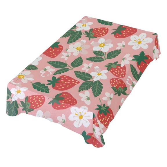 JSTEL Strawberry Daisy Flowers Table Cloth Square 60 x 60 Inch Tablecloth Anti Wrinkle Table Cover for Dining Kitchen Parties