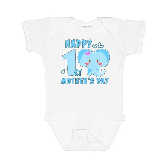 Inktastic Happy First Mothers Day with Elephant Boys or Girls Baby Bodysuit