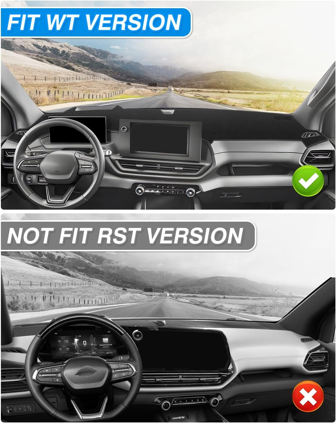 PRM Dash Cover Compatible with Silverado EV WT 2024 2025 2026 (Not for RST Version) Dashboard Cover Mat Silverado EV Accessories Non-Slip Carpet Sunshield Glare UV Rays Protector (Polyester)