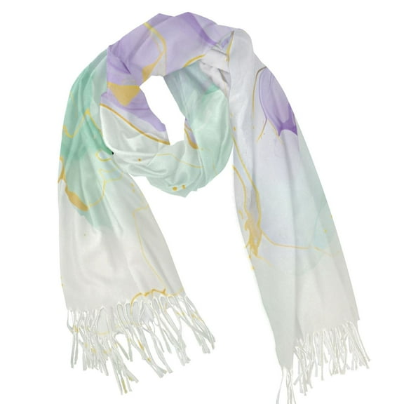 joogoo Women's Winter Scarf Soft Long Shawl Green with Purple Marble Large Scarves