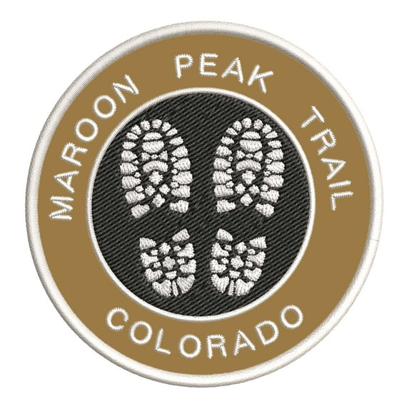 Go Trekking! At Maroon Peak Trail, Colorado 3.5 Inch Iron Or Sew On Embroidered Fabric Badge Patch Hiking Trails Iconic Series