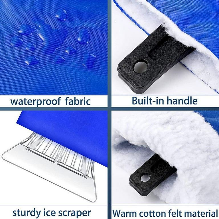 Ice Scraper Mitt - Waterproof Snow Scraper Gloves Snow Remover for Car  Window and Windshield, Red 