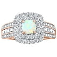 thumbnail image 2 of AFFY Simulated White Opal and White Sapphire Double Halo Ring In 14k Rose Gold Over Sterling Silver Ring Size-6.5, 2 of 2