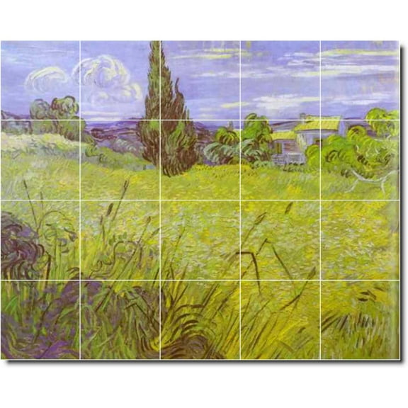 Ceramic Tile Mural-Vincent Van Gogh Landscapes Painting 586. 21.25" w x 12.75" h using (15) 4.25 x 4.25 ceramic tiles