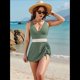 thumbnail image 4 of Trajes de Baño de una Pieza para Mujer, con Control de Abdomen y Cintura Alta, Adelgazantes, Modestos, con Bloques de Color y Cordón Ajustable. Verde M, 4 of 8