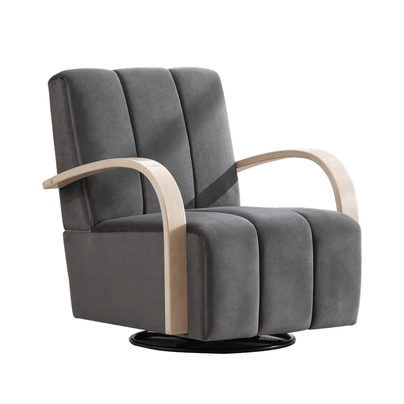 Gewnee Accent Chair, 360°Swivel Upholstered Reading Chair,Modern Armchair for Living Room, Bedroom & Home Office, Gray(Velvet)