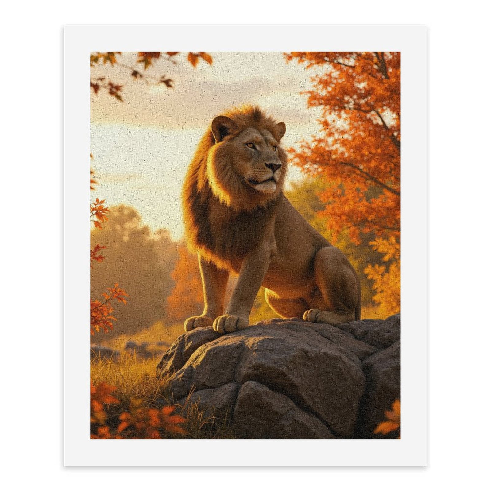 Paint by Numbers Kit for Adults, Lion Majestic Autumn Rock Scenery Paint by Numbers, Easy Paint by Numbers Kit for Adults Beginner, DIY Adult Paint by Number Kits on Canvas, 12x16in Home Decor