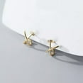 thumbnail image 6 of K-KED Solid 925 Sterling Silver Cross Shape Stud Earrings-Gold, 6 of 6