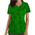 thumbnail image 1 of TIMIFIS Green V-Neck Scrub for Women Summer Scrub Tops Workwear Nursing Scrub Shirts Printed Short Sleeve Uniform Scrub Tops with Pockets - Spring/Summer, 1 of 4