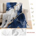 thumbnail image 5 of Marble Navy Blue Blanket Soft Cozy Warm Throw Blanket for Couch, Plush Fuzzy Flannel Fleece Blankets for Sofa, Abstract Gold White Brick Stone Motif Bed Blankets Lightweight Gifts for Women, 40"x60", 5 of 9