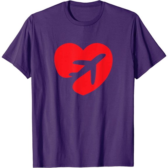 Flying Plane Airplane Aircraft Airliner Jet Love Red Heart T-Shirt