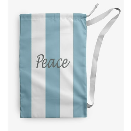

Simply Daisy Noel on a Stripe 18 x 29 inch Blue Laundry Bag