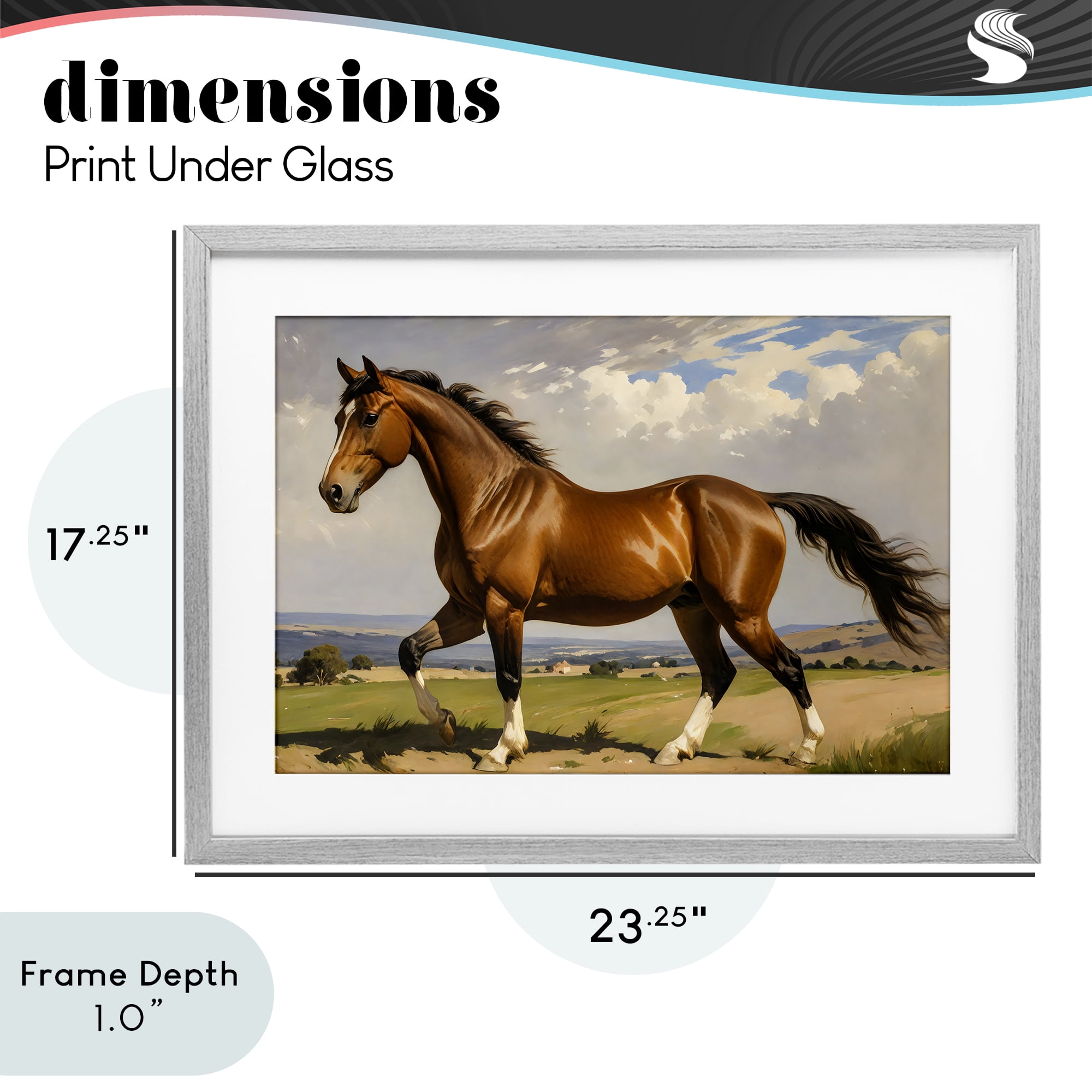 Stupell Industries Trotting Horse in Field Gray Framed Print Under Glass, design by Creative Studio
