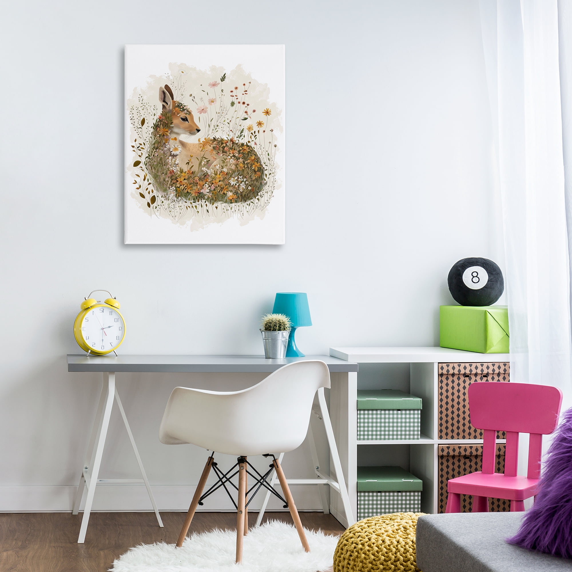 Stupell Industries Daisy & Wildflower Fawn Animals & Insects Painting Gallery Wrapped Canvas Art Print Wall Art, 30 x 40