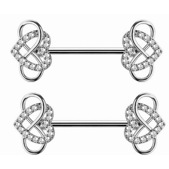 Nipple Ring Infinity Heart Nipple Barbell Sold as a pair