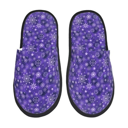 Balery New Year Snowflakes Slient Indoor Furry Fleece Comfort House Shoes Soft Non-Slip Home Shoes Cotton slippers House Slippers-- Medium