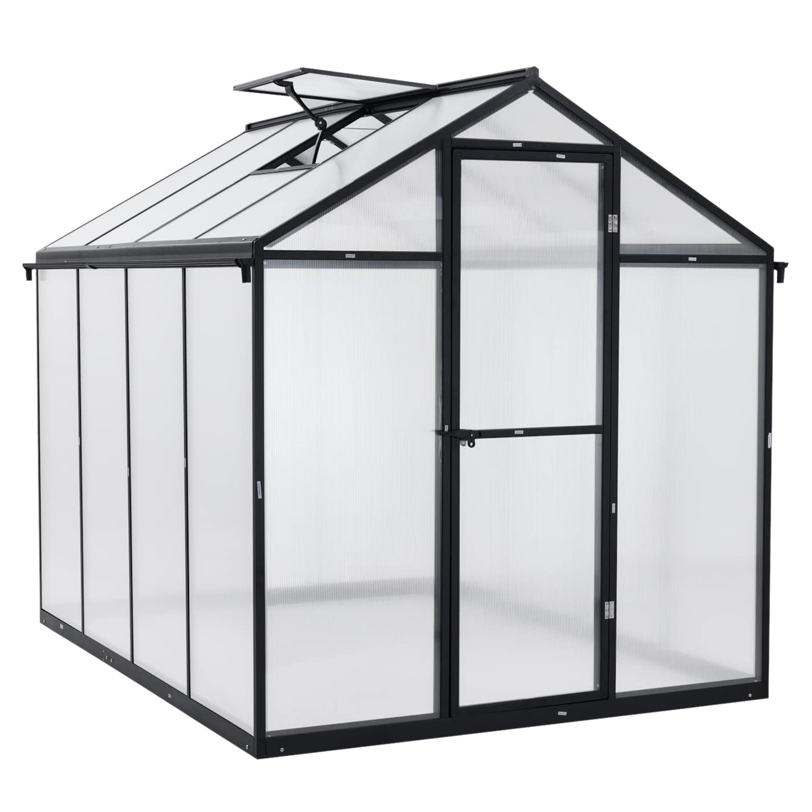 Aoodor 6' x 8' Outdoor Greenhouse, Walk-in Polycarbonate Greenhouse with Aluminum Frame for Outside Backyard, Black