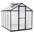 thumbnail image 2 of Aoodor 6' x 8' Outdoor Greenhouse, Walk-in Polycarbonate Greenhouse with Aluminum Frame for Outside Backyard, Black, 2 of 9