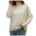 thumbnail image 1 of Pompotops Nouveau Chandail Uni à Col Roulé pour Femmes Liquidation, 1 of 6
