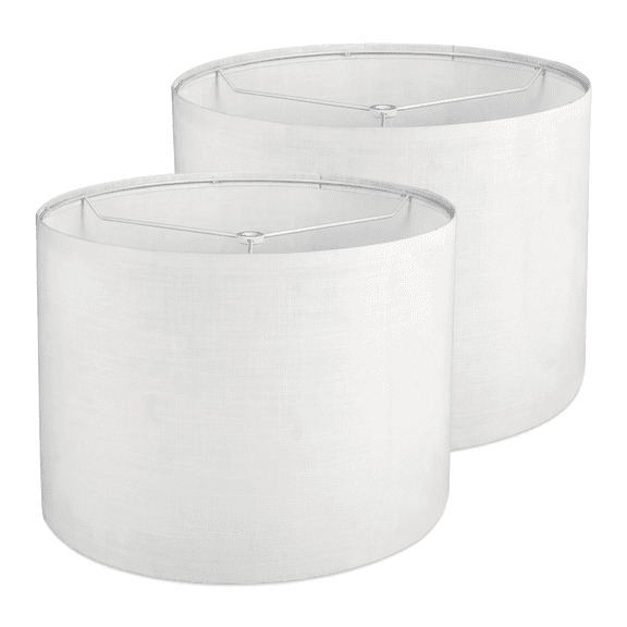 2Pcs Drum Lampshade Set – Cylindrical White Lamp Shades for Table & Floor Lamp, Easy Assembly Replacement Lampshades