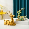 thumbnail image 2 of Golden Reindeer Figurine Resins Sculpture for Home Tabletop and Shelf Display, 2 of 11