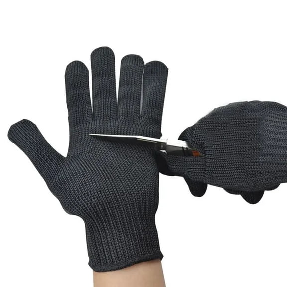 Black Steel Wire Metal Mesh Gloves Safety Anti Cutting Wear Resistant Kitchen Butcher Working Glove
