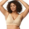 thumbnail image 2 of HSIA Wirefree Full Coverage Non Padded Plus Size Deep V Lace Comfortable Bra Nude 3XL, 2 of 8