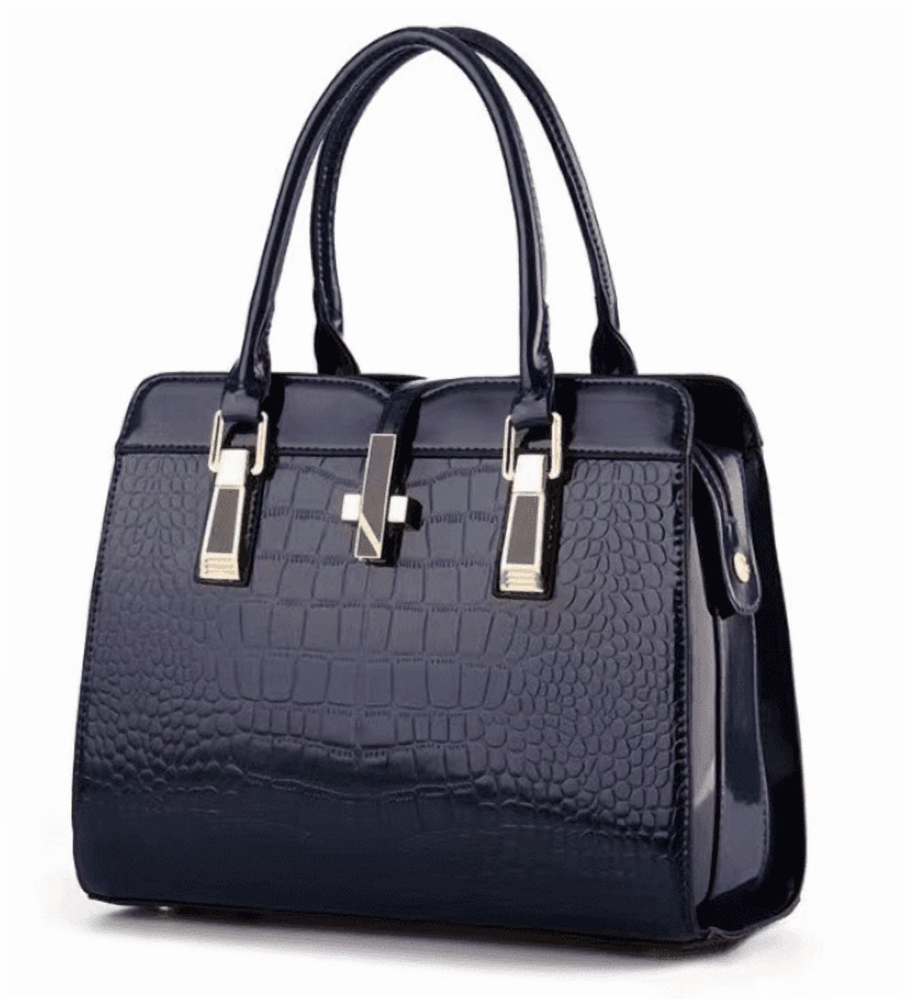 PORT&LOTUS Small Compact Leather Crossbody Bag for Women Chic and Sophisticated Bag for Women with Shoulder Strap Women's Top-handle Handbags with Crocodile Embossing