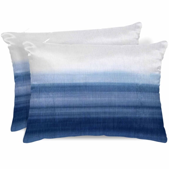 Navy Blue Ombre Pillow Cases Standard Size Set of 2, Smooth Satin Pillowcase for Hair and Skin, Farmhouse Modern Gradient Decorative Cooling Bed Pillow Covers with Zipper, 20x26 Inches