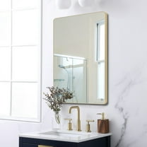 Gold Framed Bathroom Mirror - Rounded Corner Wall Mirror for Powder Room