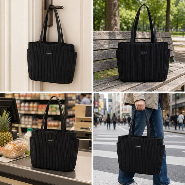 Bolso tote para mujer, multiusos, regalo, bolso de mano informal para el trabajo, playa, las y los viajes. Negro