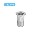 thumbnail image 3 of Unique Bargains #8-32 Écrous à Rivets, Lot de 100 Écrous d'Insertion Filetés à Tête Plate Moletée en Acier Inoxydable 304 pour Métal, Plastique, 3 of 5