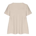 thumbnail image 4 of Raeneomay Fit Pleated Blouse Shirts Women's Fashion Casual Solid T-Shirt Short Sleeve Blouse V-Neck Casual Tops, 4 of 5
