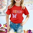 thumbnail image 2 of Toddler Kids T-Shirts Birthday Butterfly Print Multicolor Round Neck Short Sleeve Tee Kids Boys Girls Summer Casual School Home Everyday Wear Stylish T-Shirts，8 -9 Years, 2 of 4