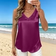 thumbnail image 2 of Posijego Satin Tank Tops for Womensilk Blouses Solid Color Casual Dressy Summer Shirt Sleeveless Tank Tops for Business Work, 2 of 9