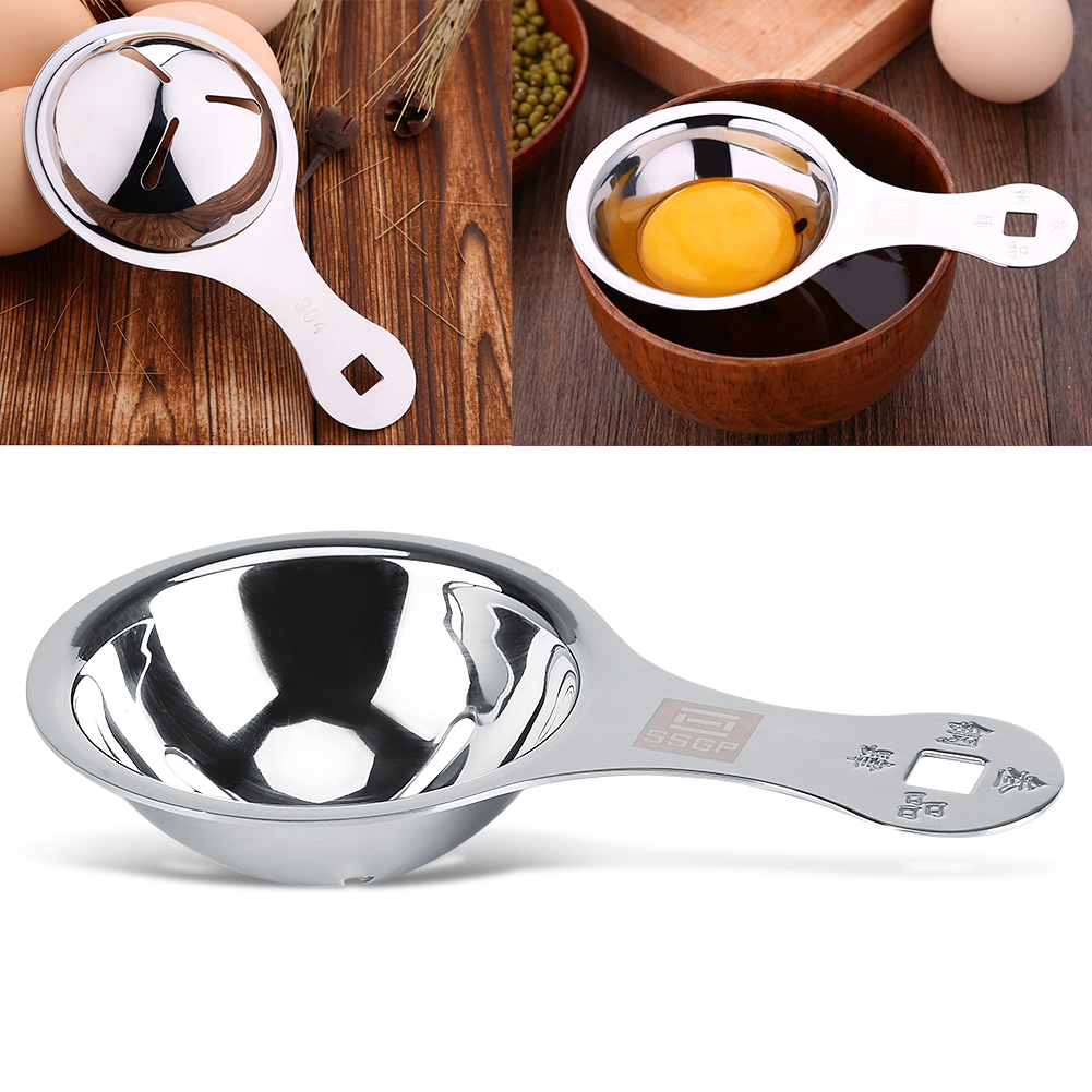 Stainless Steel Egg Separator,Guador 2 Pcs Egg White Yolk Separator Food-Grade Safety Material Egg Extractor with 4 Pcs Silicone Egg Poacher Cups 4 Colors 