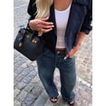 thumbnail image 6 of Jackets for Female CasualLoose Comfy Utility Style Button Up Large Lapel Cropped Jacket Female Navy Blue M, 6 of 7