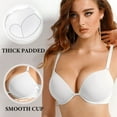 thumbnail image 2 of YANDW Women's Push Up Padded Bra T-Shirt Underwire Plunge Bra Add One Cup, White 38D, 2 of 6