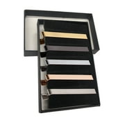 Jacob Alexander 5 Tie Clips Bars Boxed Gift Set Shiny Chrome, Matte Silver, Black, Gold, and Rose Gold - 2 inch length