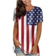 thumbnail image 2 of Patlollav Women Clothes,Womens Independence Day Summer Round-Neck T-Shirt Print Short Sleeve Tops, 2 of 5