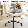 thumbnail image 4 of Modern Armless Home Office Chair Wide Desk Chair with Wheels for Home Office, Bedroom, Ivory white, 4 of 12