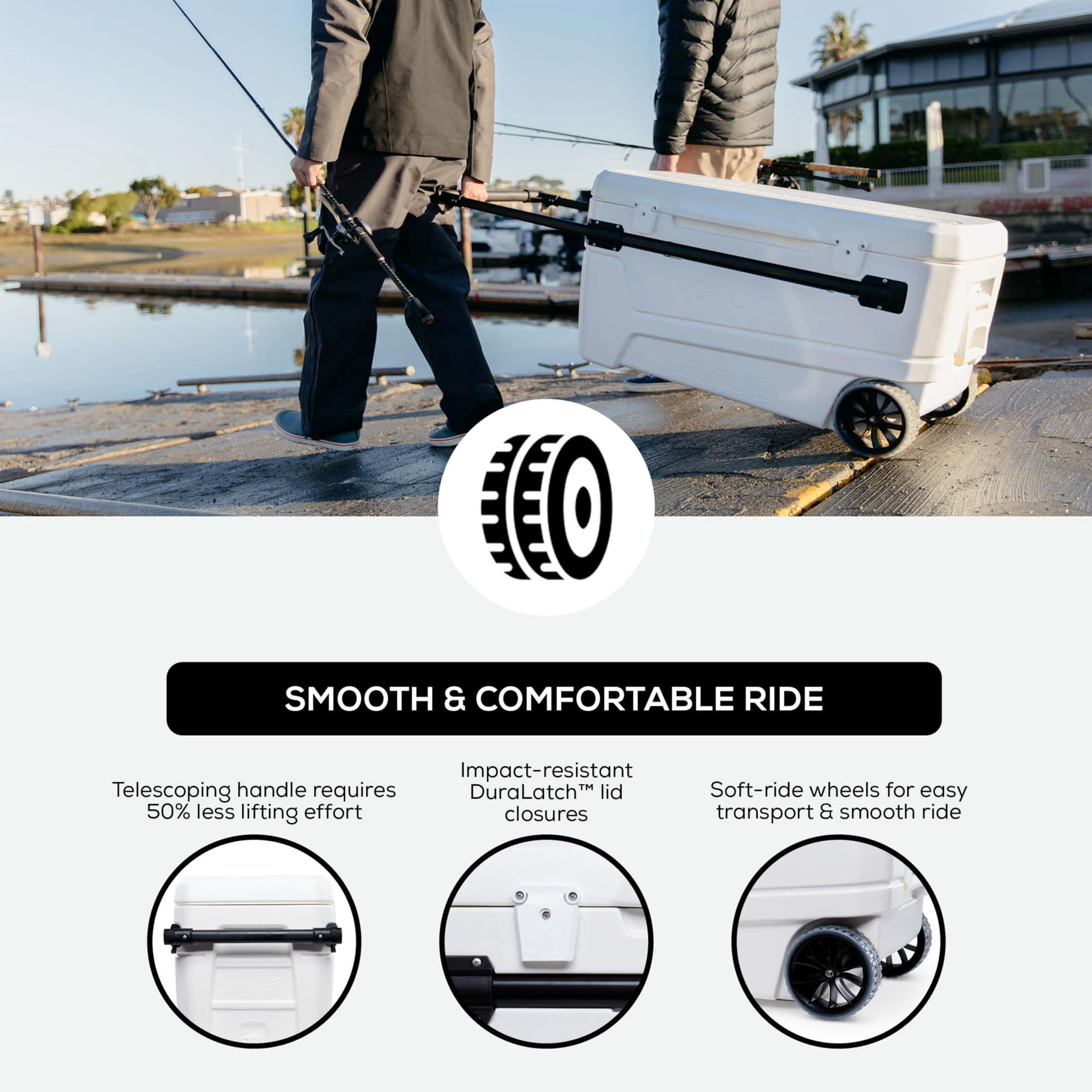 Maxcold Glide 110qt Wheeled Cooler | Insulated Hard Shell Ice Chest