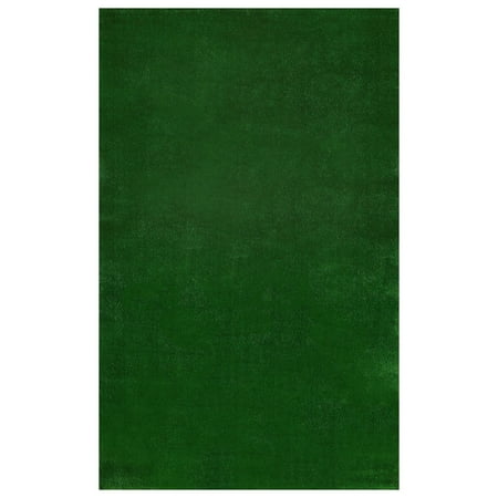 Ottomanson Evergreen Collection Indoor; Outdoor, Patio Artificial Solid Green Grass Turf Design Area or Runner Rugs