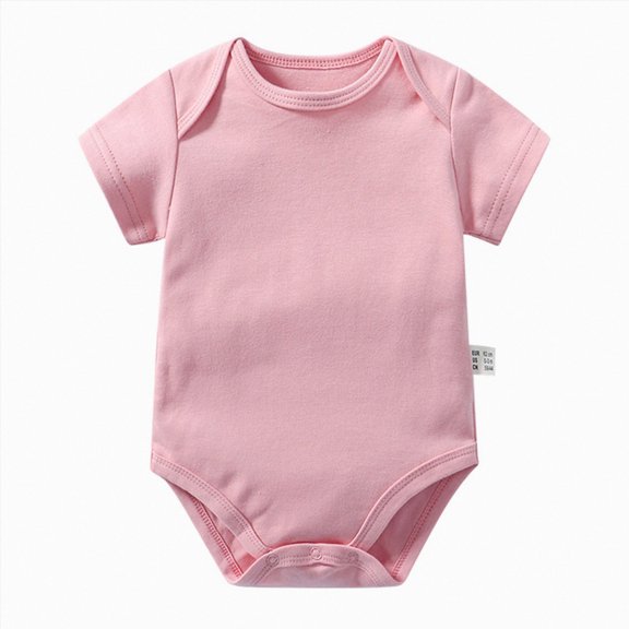 newwalpole Unisex-Baby Short Sleeve Bodysuits Soft Solid Bodysuit for Newborn Cotton One-piece Boy Girl Summer Clothes 0-24M (Pink, 3-6 Months)