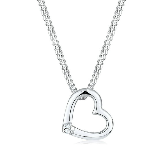 Elli by Julie & Grace Women 18" Crystal Heart Necklace 925 Sterling Silver