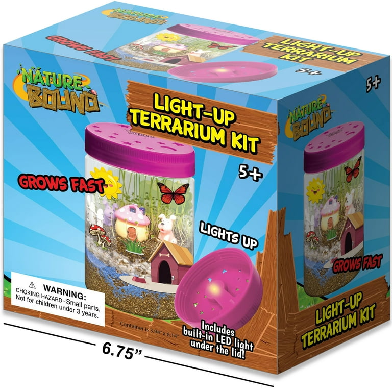  Nature Bound Light-Up Terrarium Kit with LED Light for Kids -  Includes Puppy Animal Theme - STEM Science Kit for Boys & Girls - Plant  Gardening Gifts for Children (Green) 