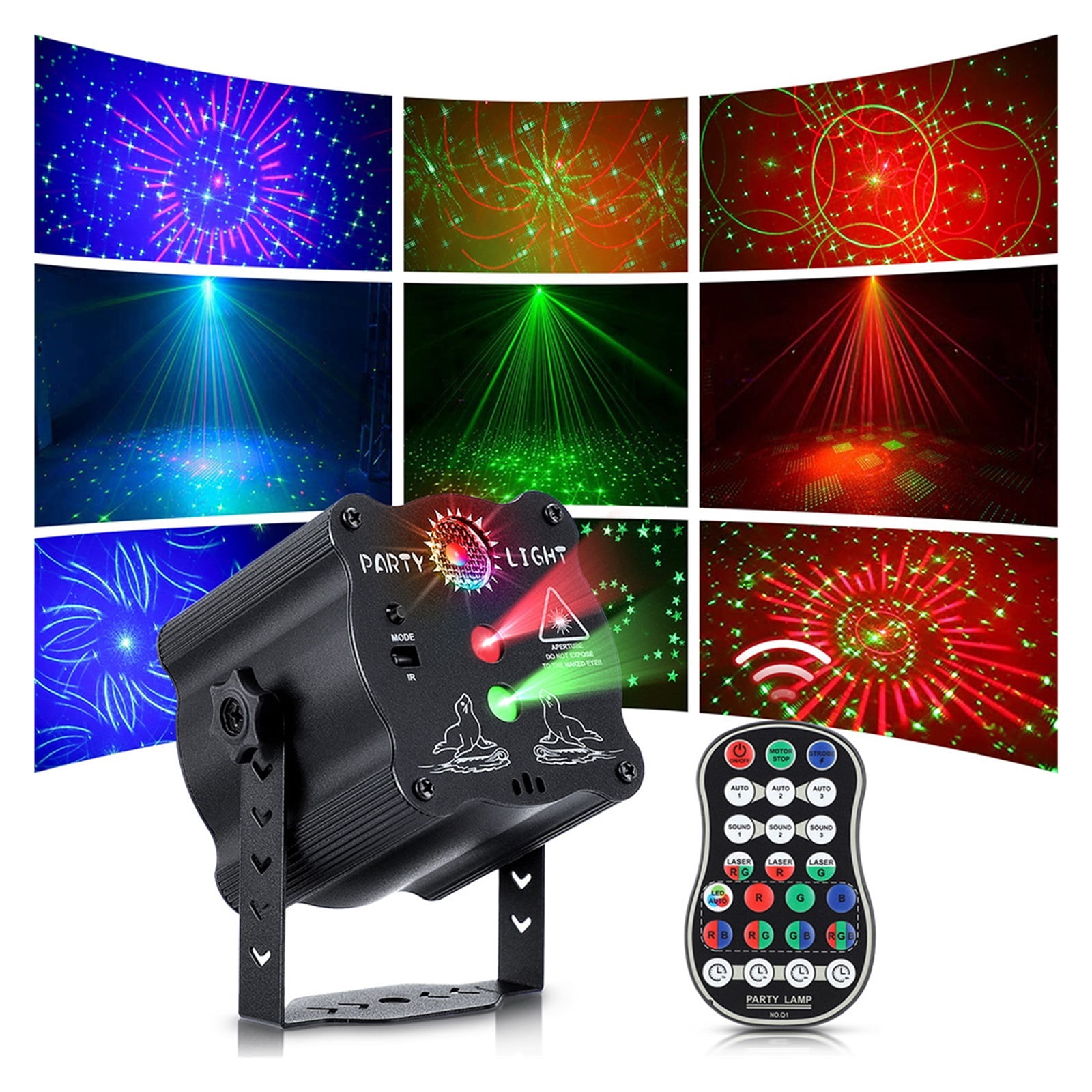 Party DJ Disco Light USB Rechargeable RGB LED Strobe Stage Sound Activated Projector For Dance Birthday Wedding Bar Xmas