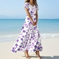 thumbnail image 2 of NAMTYQX Corset Dress for Women Chiffon Bohemian Maxi Dress High Waist Plus Size Dresses for Curvy Women Purple Pink Size L, 2 of 5