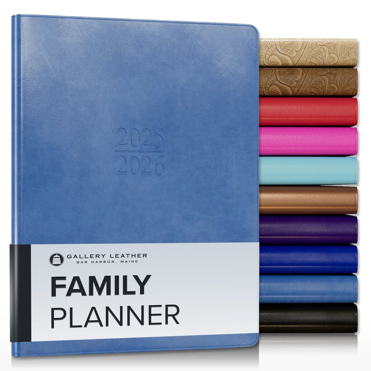 Gallery Leather Desk Daily Planner 2026, Elegantly Bound Daily Calendar Planner Notebook Stylish Gold Gilded Page Edges 12 Months Acadia Navy 8 X 5 5